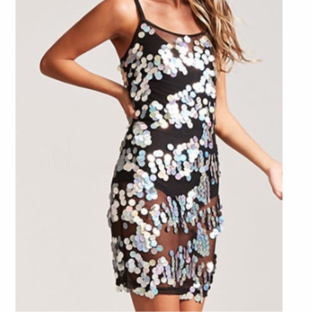 Sheer mesh sequin dress